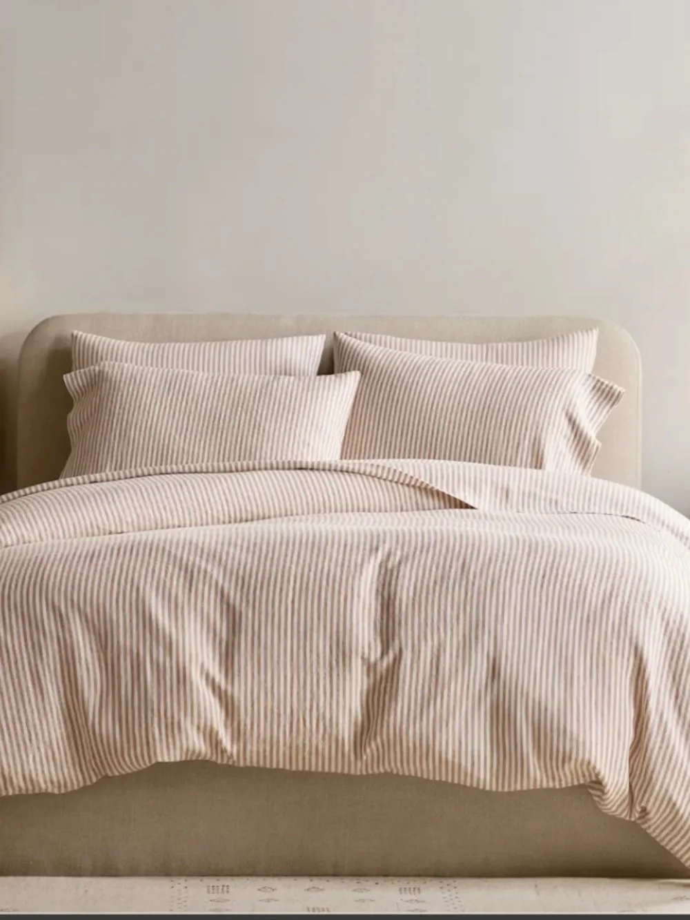 European Linen Stripe Duvet Cover Twin Latte Brown White Stripe